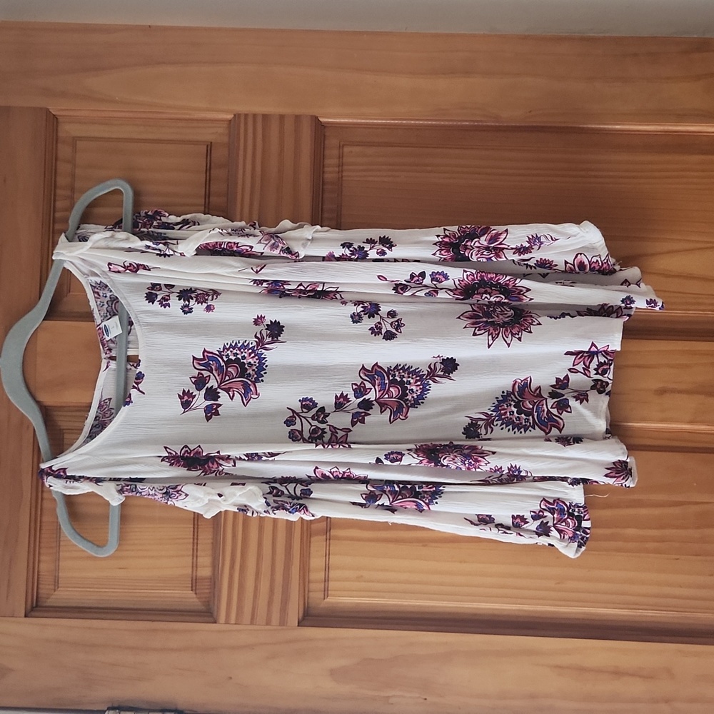 Old Navy floral cold shoulder sleeve top blouse flowy lightweight large